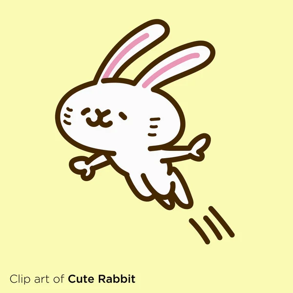 Rabbit Character Illustration Series Rabbit Jumps Smile —  Vetores de Stock