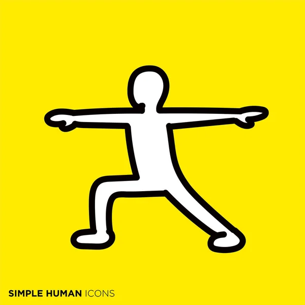Simple Human Icon Series Yoga Warrior Pose — Stok Vektör