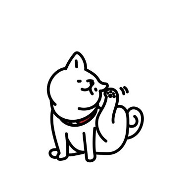 Simple and cute illustration of Shiba Inu with itchy ears