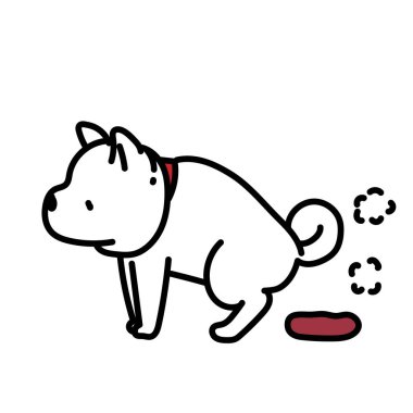 A simple and cute illustration of Shiba Inu who is pooping