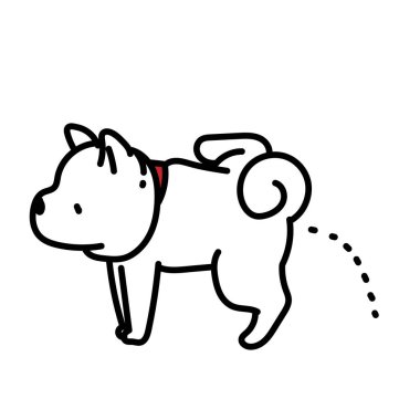 A simple and cute illustration of Shiba Inu to pee