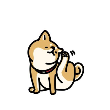 Simple and cute illustration of Shiba Inu with itchy ears