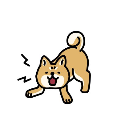 Illustration of simple and cute barking Shiba Inu