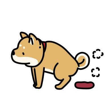 A simple and cute illustration of Shiba Inu who is pooping