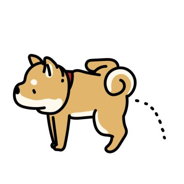 A simple and cute illustration of Shiba Inu to pee