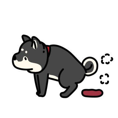 A simple and cute illustration of Shiba Inu who is pooping
