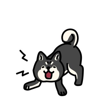 Illustration of simple and cute barking Shiba Inu