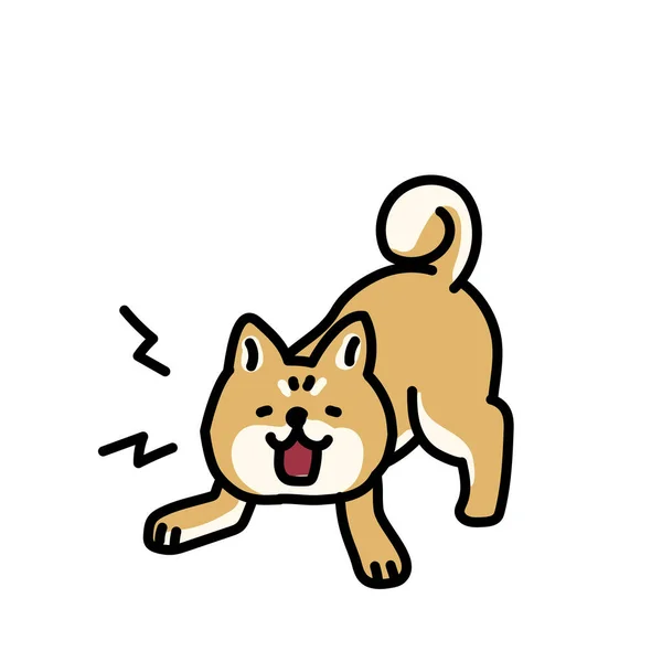 Illustration Simple Cute Barking Shiba Inu — Stockvector