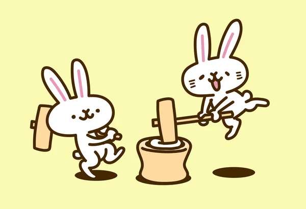 Rabbit Character Illustration Series Moon Mochi — Vector de stock