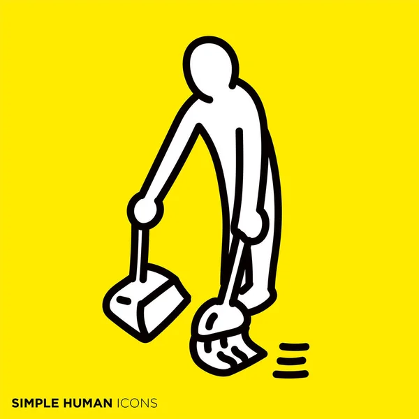 Simple Human Icon Series Person Who Cleans Floor — Stok Vektör