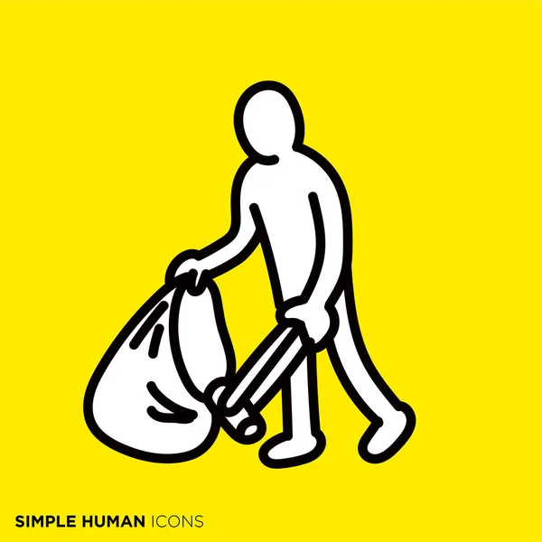 Simple Human Icon Series People Who Pick Trash — Vetor de Stock