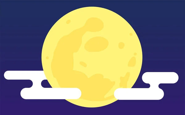 満月と雲が浮かぶ夜空の背景素材 — ストックベクタ