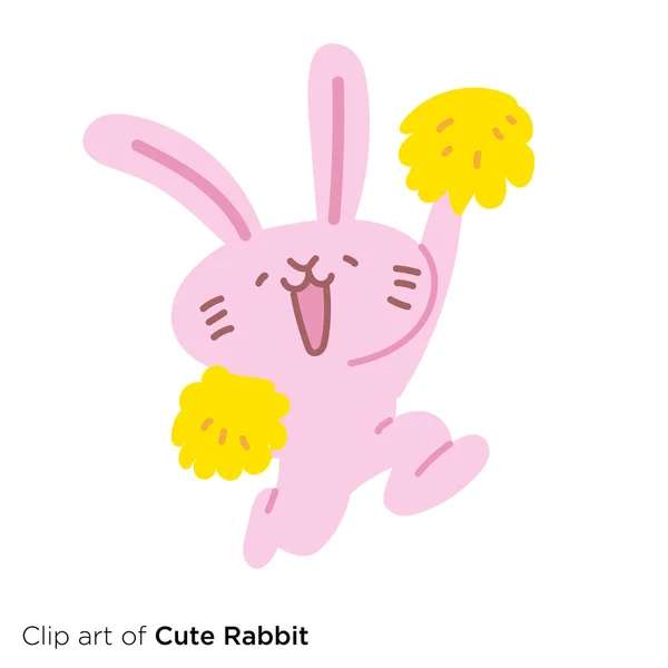 Rabbit Karakter Illustratie Serie Jump Konijn Cheerleaders — Stockvector