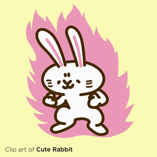 캐릭터 일러스트 시리즈 Rabbit Burning Fighting Spirit — 스톡 벡터