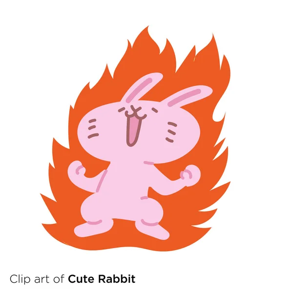 Coniglio Personaggio Illustrazione Serie Coniglio Che Brucia Nello Spirito Combattivo — Vettoriale Stock