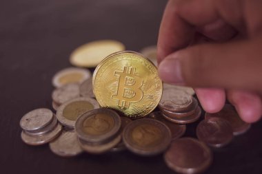 Bitcoin Kripto Para Birimi. Borsa Konsepti.