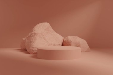 Ürün sergisi için çok az podyum arka planı var. Ürün reklamı için soyut Arkaplan Sahnesi 3d oluşturma.