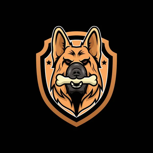 Логотип Талісманом Голови Собаки Яка Кусає Кістку Логотип Який Універсальним — стоковий вектор