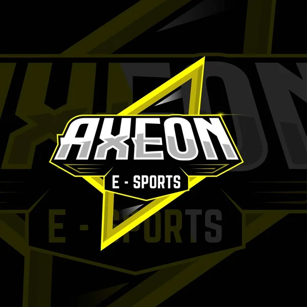 Axeonという言葉が付いたEスポーツロゴ 黄色と黒に支配される — ストックベクタ