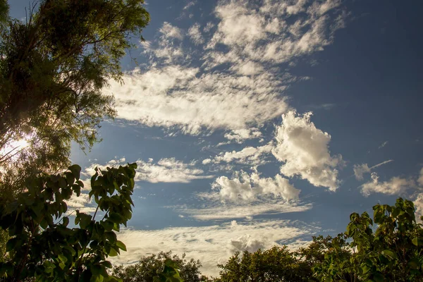 Some Clouds Trees Garden House Colonial Town Villa Leyva Eastern — Stock Fotó