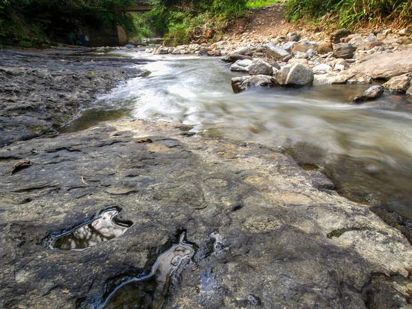 Multiple Long Exposure Composite Stream Moniquira River Tropical Tributary Suarez — Stock Photo, Image