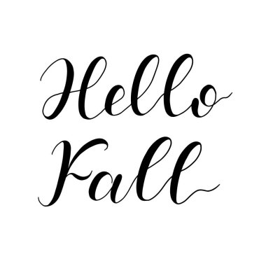 Merhaba güz el yazısı. El çizimi vektör illüstrasyonu.