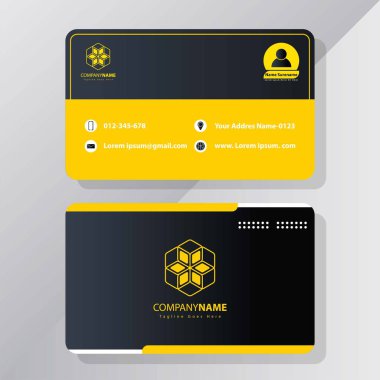 Şirketler ve matbaalar için uygun sarı renkli Modern Yaratıcı ve Temiz İş Kartı Şablonu