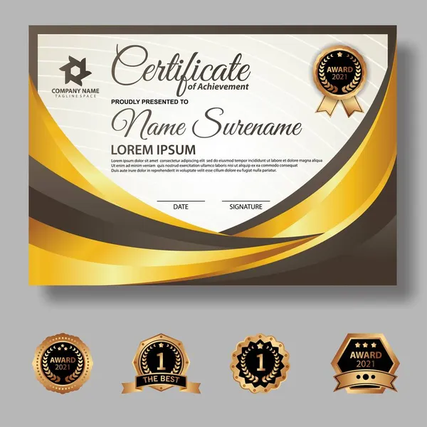 Modern Certificate Template Gradation Gold Colors Luxury Modern Style Award — Stock Vector