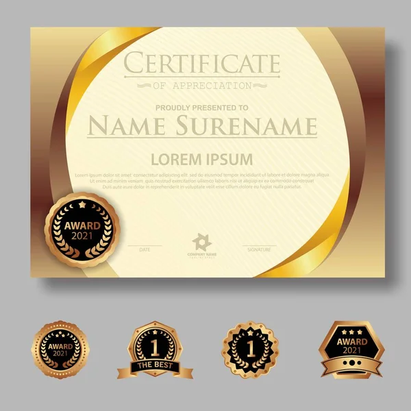 Nowoczesny Wzór Certyfikatu Gradacji Kolorach Złota Luksusowy Nowoczesny Styl Styl — Wektor stockowy