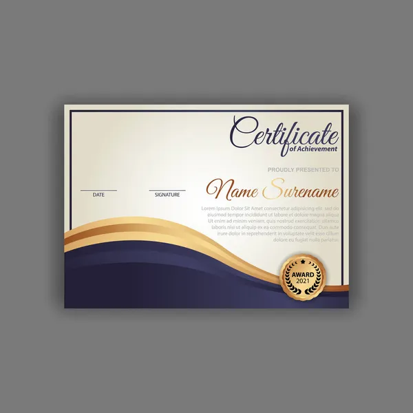 Diploma Plantilla Certificado Profesional Diseño Premios — Archivo Imágenes Vectoriales