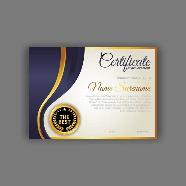Professional Certificate Template Diploma Award Design — Stock Vector