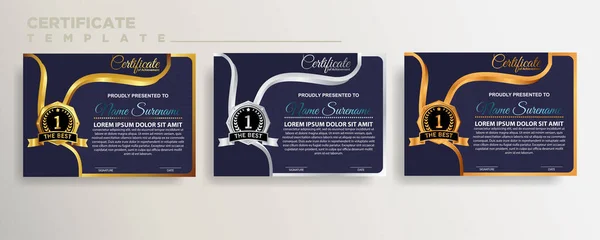 Встановити Сучасний Дизайн Шаблону Кольорового Сертифіката Градієнта Сертифікат Досягнень Золотим — стоковий вектор