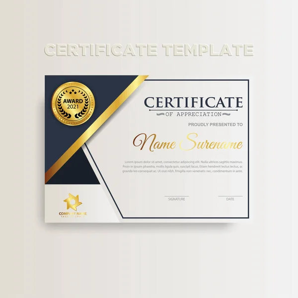 Modern Certificaat Sjabloon Gradatie Gouden Kleuren Luxe Moderne Stijl Award — Stockvector