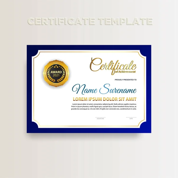 Современный Шаблон Сертификата Градации Золотых Тонах Роскошь Современный Стиль Награда — стоковый вектор