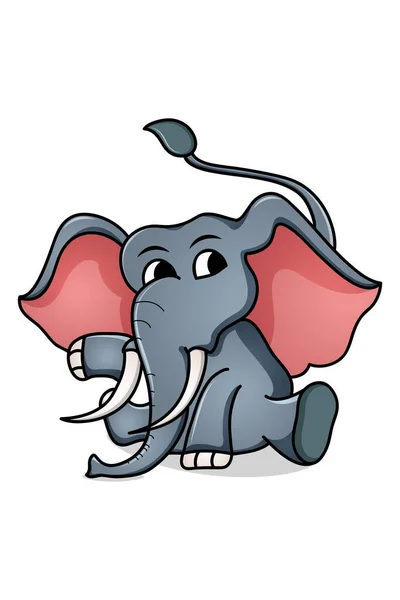 Vektorová Ilustrace Roztomilého Sloního Zvířete Pózami Výrazy Bílém Pozadí — Stockový vektor