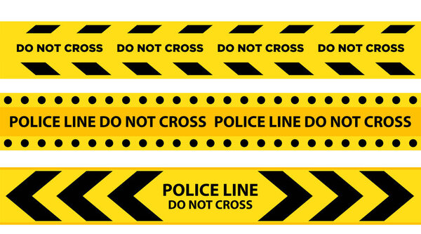 Set Vector Illustration of a Police Line Tape Design Background Border