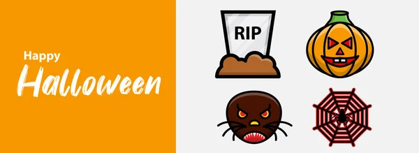 Happy Halloween Designelement Halloween Designelement Logotyper Märken Etiketter Ikoner Och — Stock vektor