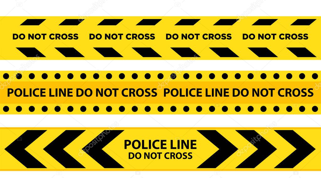 Set Vector Illustration of a Police Line Tape Design Background Border