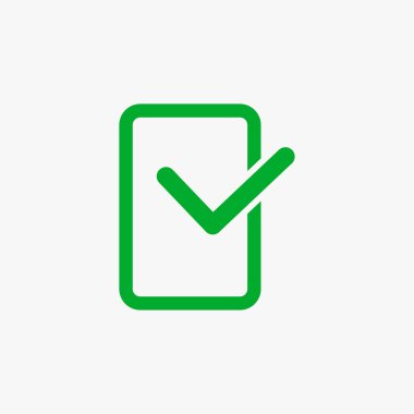 Doğru işaret. Beyaz arkaplanda çizgi vektör simgesi