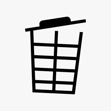 Beyaz arkaplanda modaya uygun düz tasarım çöp simgesi