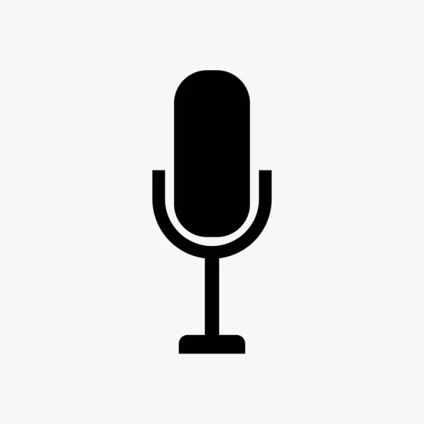 Εικονίδιο Μικροφώνου Λευκό Φόντο Εικονίδιο Podcast Ηχογράφηση Φωνής Retro Μικρόφωνο — Διανυσματικό Αρχείο