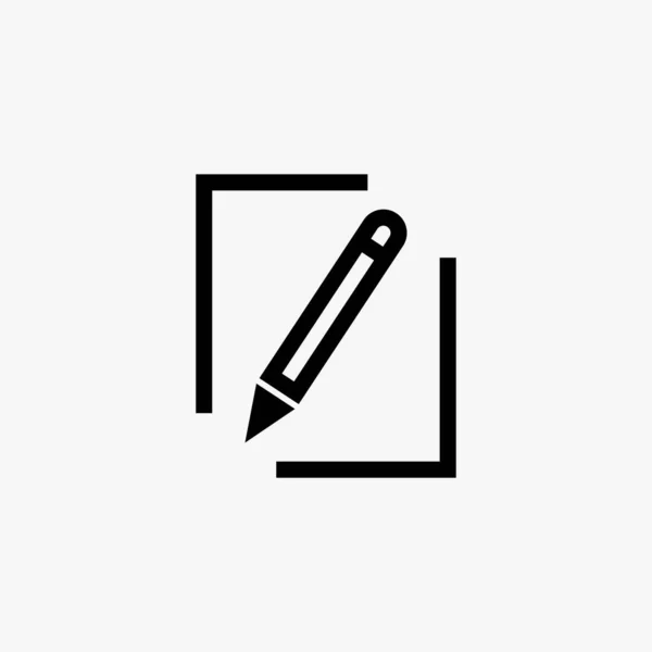 Pen Escribe Icono Línea Versión Glifo Contorno Pluma Firma Signo — Vector de stock