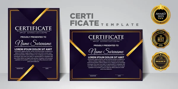 Establecer Diseño Plantilla Certificado Color Degradado Moderno Certificado Logro Con — Vector de stock