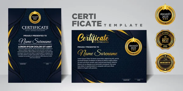 Définir Conception Moderne Modèle Certificat Couleur Dégradé Certificat Réussite Avec — Image vectorielle