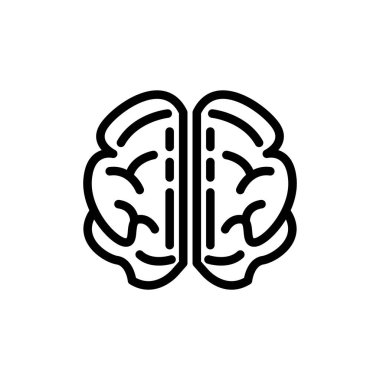 Beyaz arkaplanda beyin simgesi veya logo izole edilmiş işaret sembolü çizimi - Yüksek kaliteli siyah biçim vektör simgelerinin koleksiyonu