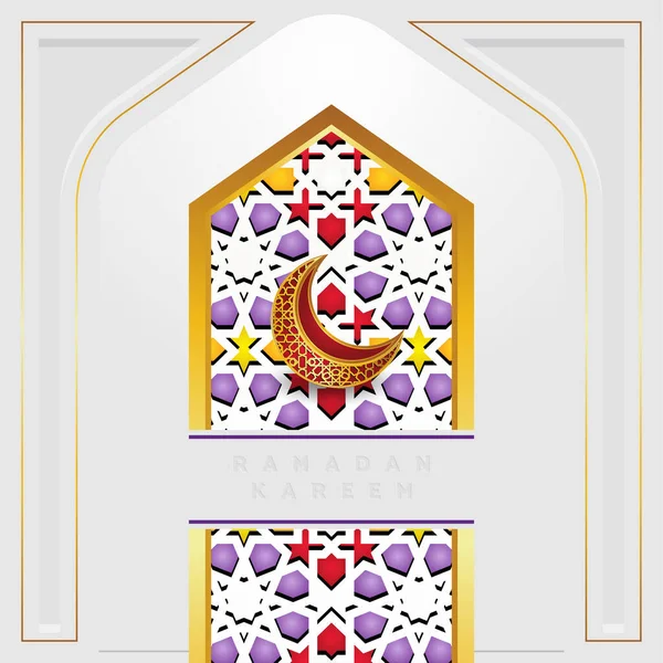 Elegante Ramadan Karäem Hintergrundvorlage Mit Ornamentalen Bunten Mosaiken Premium Vector — Stockvektor