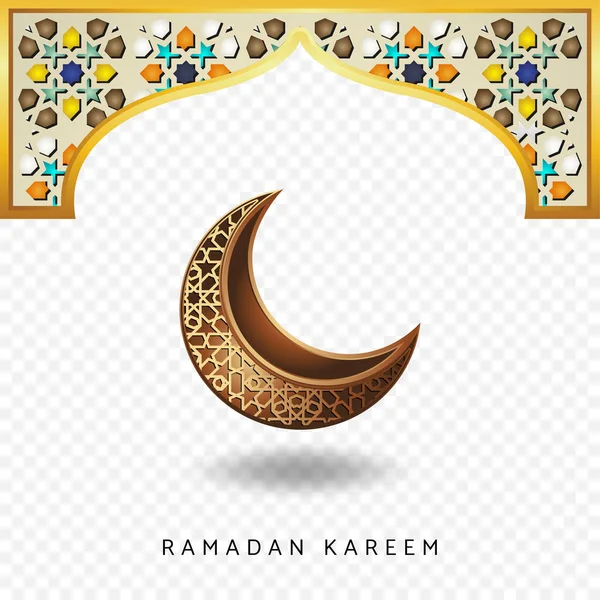 Design Elegante Portão Mesquita Fundo Ramadã Kareem Com Mosaico Islâmico — Vetor de Stock