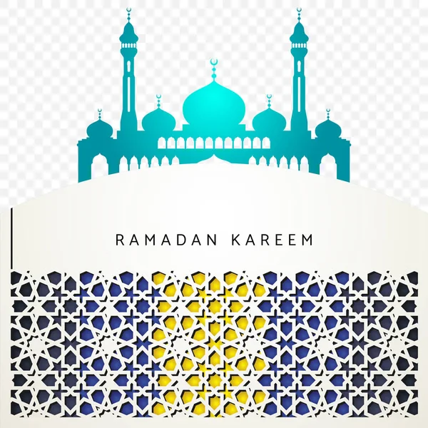 Elegant Moské Grind Design Ramadan Kareem Bakgrund Med Islamisk Mosaik — Stock vektor