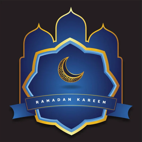 Diseño Color Azul Dorado Para Ramadán Kareem Caligrafía Árabe Con — Archivo Imágenes Vectoriales