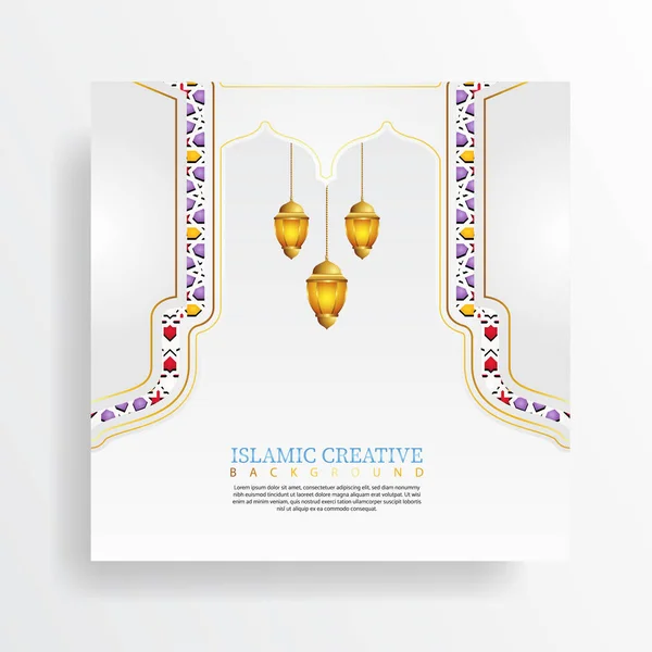 Islamitisch Ontwerp Wenskaart Achtergrond Sjabloon Met Decoratieve Kleurrijke Details Van — Stockvector